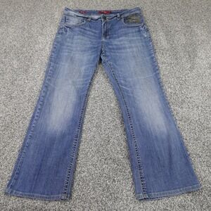 Vigold Jeans Womens 15 Dark Blue Denim High Rise Boot Flap‎ Pocket Y2K Stretch